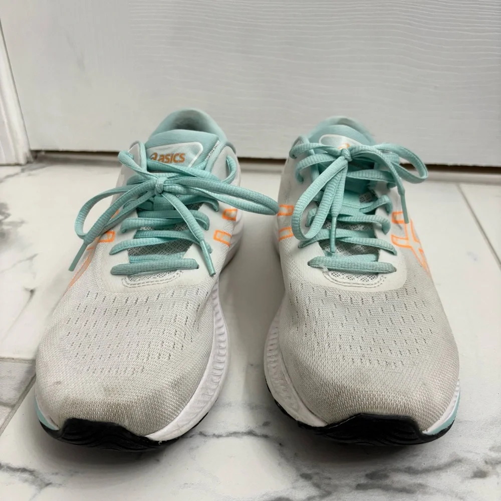 ASICS Gel-Excite 9 Running Shoes Womens 8 Sneakers Orange Aqua Blue White